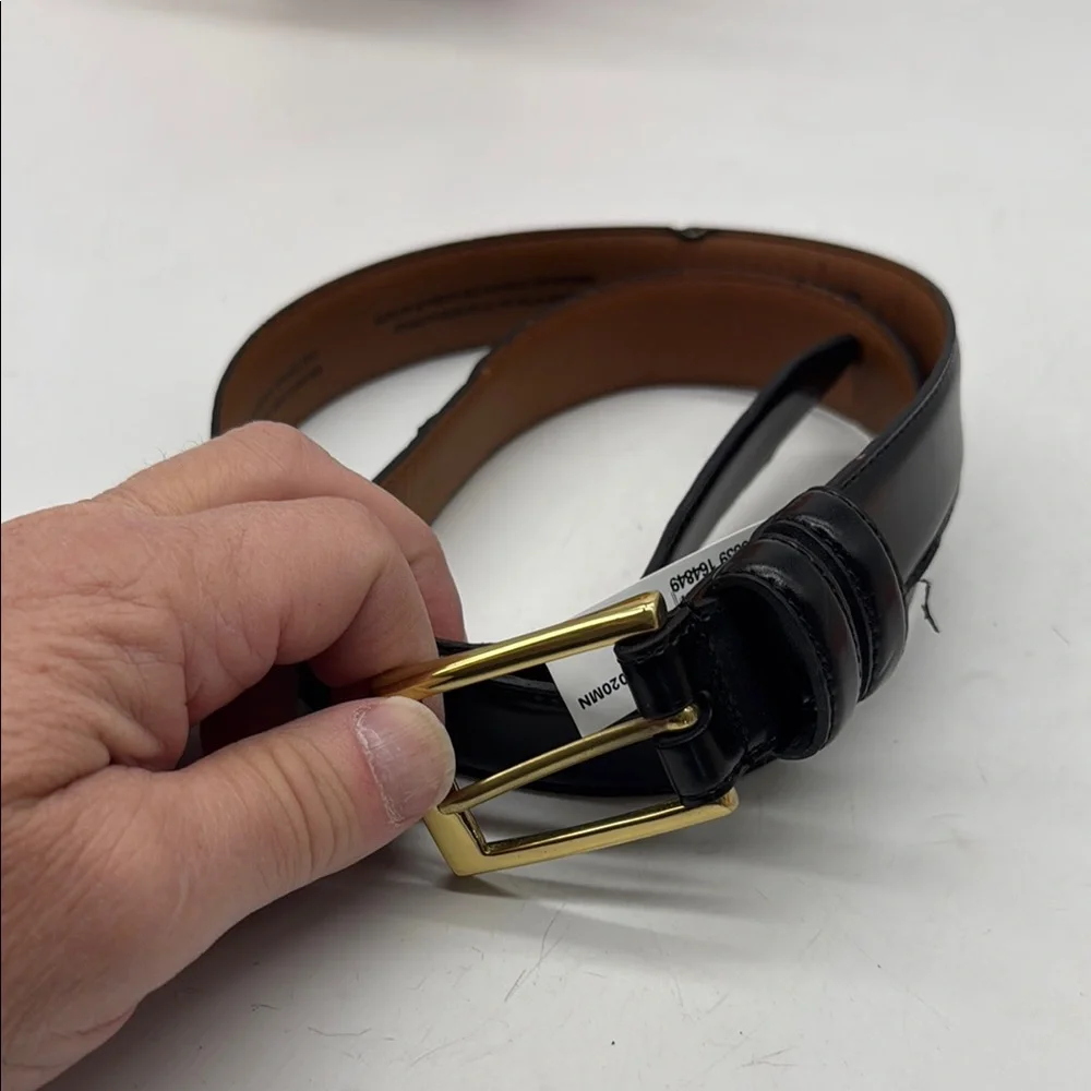 Nordstrom Men's Shop Black Leather Belt with Gold Buckle Size 34